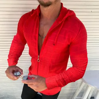 Moški Majica Dolg rokav Smart Casual Vroče Prodaje 2021 Poletje Nove Evropske Ameriška moška Oblačila Mrežo Priložnostne Moda Hooded Majica