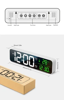 Budilka Watch LED Digitalni Zaslon Ura Tabela Digitalni Dremež Elektronski USB Namizni Ogledalo Ure Za Spalnice 2 Alarmi