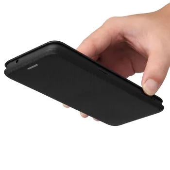 Za OnePlus Nord CE 5G Primeru Luksuznih Flip iz Ogljikovih Vlaken Kože Magnetni Adsorpcije Primeru Za OnePlus Nord CE 5G Telefon Vrečke