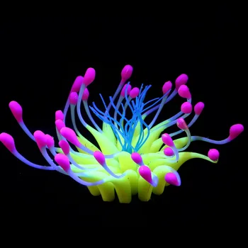Veren Silikonski Koralni Akvarij dekoracijo Fish Tank dekoracijo silikonski Umetno Koralni Žareče Svetlobe