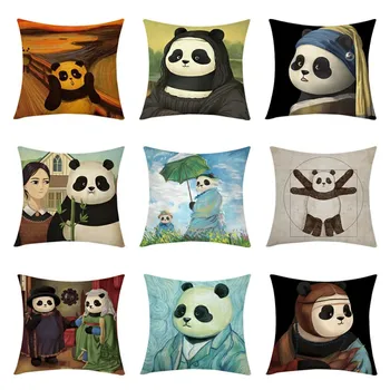 Smešno Humoreska Slavni slika Panda Natisnjeni Blazine Pokrov 45x45 Prevleke Kavč, Blazine Okrasne Pillowcover Doma Dekor