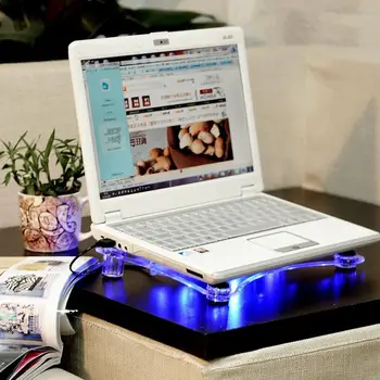 Pregledna 29X24X3 CM Prenosni Hladilnik 3 Navijači USB Hladilnik za Hlajenje Pad Stojalo Z Modro LED Osvetlitev Hladilnik Za Prenosni računalnik Prenosni RAČUNALNIK