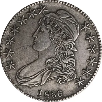 1836 zda 50 Centov ½ Dolar Svobode Orel brez obeh skrajnih Bankrot Pol Dolarja Cupronickel Prekrita Srebrna Bela Kopija Kovanca