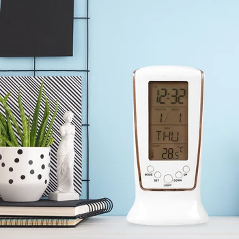 Mini Digitalna Ura LED Osvetlitev Koledar Temperature, Termometer LCD Zaslon Glasba Gonge Budilka za Dom