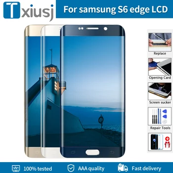 AMOLED Za SAMSUNG Galaxy S6 Edge Zaslon LCD Računalnike Zaslon na Dotik z Okvirjem Za S6 Rob G925F G925 LCD z Burn-Senca