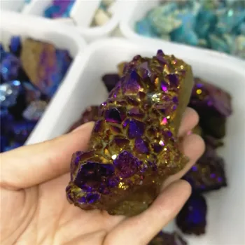 Lepe Naravne Ametist Gruče Aura Kristalno Galvanizacijo Titana Quartz Grozda, Kamen, Naravni Zdravilni Quartz Crystal
