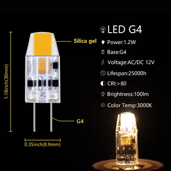 Super Svetla Lestenec G4 1,2 W silikagel 12V COB Led Lučka za Zamenjavo 3000K/6000K glede Mini Žarnica
