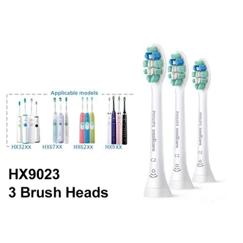 Philips HX9023 Električna zobna ščetka Glavo za HX6730 / HX6511 / HX6761 / HX3226 Plaketo za Preprečevanje 3 Kos / Veliko