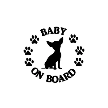 Vroče Prodati Ustvarjalne Avto Nalepko BABY ON BOARD Chihuahua Pes Vinil motorno kolo Avto Nalepke Nalepke Black Iver 14 CM*13CM