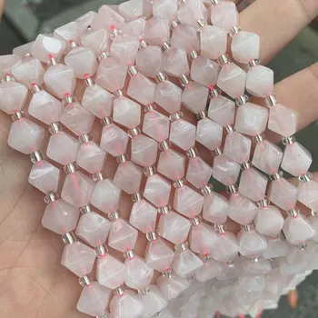 Naravni Kamen Gladko Rhombus Obliko Rose Quartzs Kristalno Biseri 10 mm 15