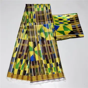Vroče prodaje Gane Slog satena svilena tkanina z organza trak in saten Afriške vosek design !
