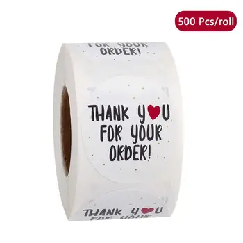 Nalepke 500pcs / Roll Krog Hvala za Naročanje Kraft papir, Kraft Papir Ljubezen Nalepke Poročno Dekoracijo in Pisarniške Tiskovine Nalepka