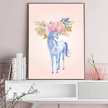 Božični Okraski, Platno Slikarstvo Živali Plakat Okras Rastlin Sanje Konj Cvetenja Cvet Wall Art Dom Dekor