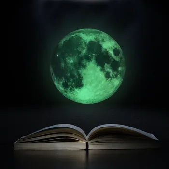 Svetlobna Luno 3D Stenske Nalepke za Otroke, Soba, Dnevna Soba, Spalnica Dekoracijo Doma Decals Žareti v Temno Stenske Nalepke