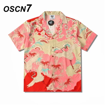 OSCN7 Priložnostne Ulica Tiskano Majico s Kratkimi rokavi Moški 2021 Havajih Plaži Oversize Ženske Modni Harujuku Srajce za Moške CXX18