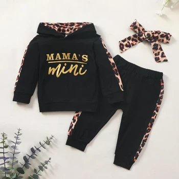 Newborn Baby Dekleta Roza Majica za Šport Leopard Hooded Oblačila Sklop Malčka Otroci Hoodies Trenirka za Intant Otroci Oblačila