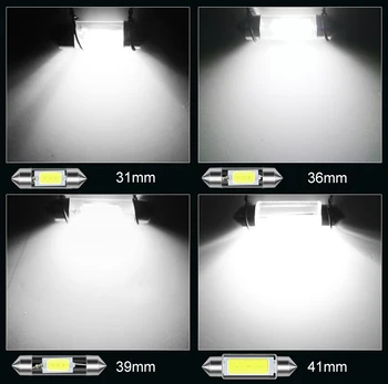 10pcs C5W C10W LED COB Festoon 31mm 36 mm 39 mm 12V Bele Žarnice Za Avto Tablice Notranje zadeve Branje Luči 6000K
