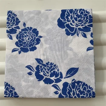 Decoupage Letnik Napkin papir, poroka, rojstni dan elegantno tkiva modri cvet vzorec handkerchief lepa tabela 20 dekor