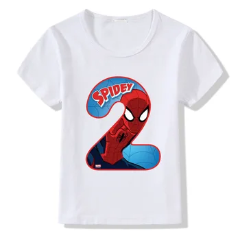 Spiderman T-Shirt Otroci Rojstni dan Srečna Številka Marvel Avengers Tshirt Najboljših Darila za Fante, Dekleta Obleke Otrok Csual Kostum