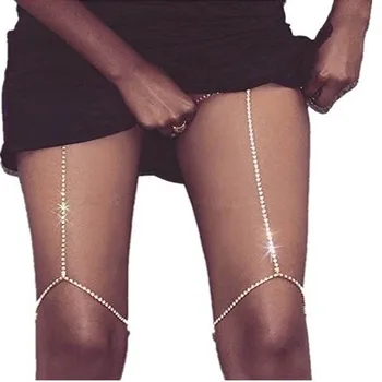Bleščeče Nosorogovo stegno verige Evropske in Ameriške ženske seksi telo verige prsih verige nakit kristalno nočni klub nakit