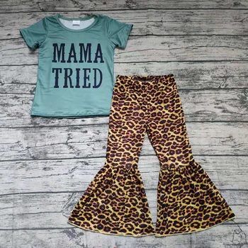 Otrok boutique obleko oblačila baby dekle pomlad oblačila, ki je mama poskusila kratkimi rokavi tshirt leopard bell dnu sopihanje obleko Fornite