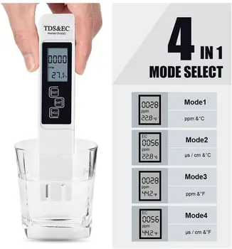 Digitalni Tester Kakovost Vode TDS ES Meter Obseg 0-9990 Večnamensko Vode, Temperatura, Čistost Meter TEMP PPM Tester