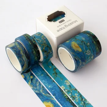 3 Kos/paket Classic Van Gogh Washi Tape Nastavite Zvezdnato Nebo Lepilni Trak, DIY Scrapbooking Nalepke, Etikete, Maskiranje