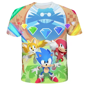 2021 Sonic Tee Fantje T srajce poletje 3D Print majica s kratkimi rokavi za Dečke in deklice Hiphop Tee Tshirts Boy color, Oblačila otroška t-shirt boy