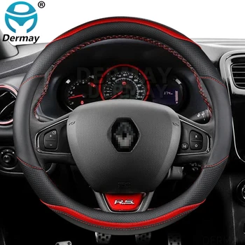Za Renault Dacia Sandero Sandero Avto Volan Kritje Non-slip Mikrovlaken Usnje + Ogljikovih Vlaken Moda Auto Dodatki