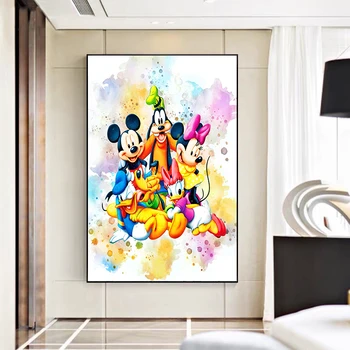 Disney Mickey mouse (Miška in jaka racman Platno Slikarstvo Risanka Plakatov in Fotografij Stenskih slikah, Cuadros za otroci Soba Dekor