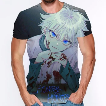 Koreja Ulzzang Hunter X Hunter T Shirt Killua Tiskanja Poletje Kratek Rokav Vrhovi Tee Priložnostne Svoboden Velika Velikost Smešno Anime Par T-shirt