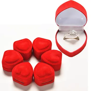 Vroče! Rdeče Srce Oblikovan Kovčkov Mini Srčkan Rdeči Ring Polje Za Obroči, Vroče Prodaje Prikaz Polje Nakit Embalaži