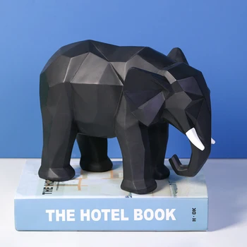 Minimalističen Nordijska Geometrijske Origami Slon Black & White Slon Dekoracija Pohištvo Živalske Skulpture Doma Dekor Obrti