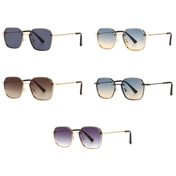 Zlato kovinska sončna očala za moške retro uv400 2021 kvadratnih sončna očala za ženske gradient objektiv rjava