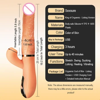 Sexsure Jezika, Dildo, Vibrator Vaginalne G Spot Klitoris Sesanju Lizanje Odraslih Igrača za Ženske Ogrevanje Dildo z vibriranjem Pralni 10 V