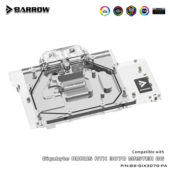 Barrow 3070 GPU Vode Blok za GIGABYTE AORUS RTX 3070 MASTER, Polno Kritje ARGB GPU Hladilnik, RAČUNALNIK Hladilne Vode, BS-GIX3070-PA