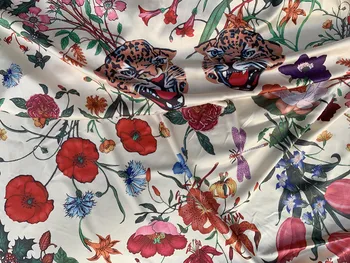 145 cm*100cm nova sintetična tkanina tiger cvetlični stretch saten tkanine, digitalni tisk šivanje krilo, hlače, srajco po meri, saten tkanine