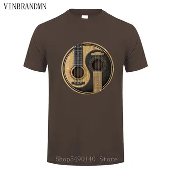 2020 Klasičnih Yin Yang Design Stare Akustične Kitare T-Majice Za Moške Glasbeni instrument Bombaža, Kratek Rokav Tee Majice, Vrhovi Za Prodajo