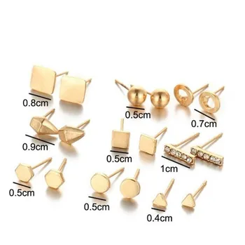 Earings Minimalističen Mešani Majhne Uhane, Set Preprostih Geometrijskih Stud Uhani Oorbellen Piercing Simulirani Pearl Cvet Uhani