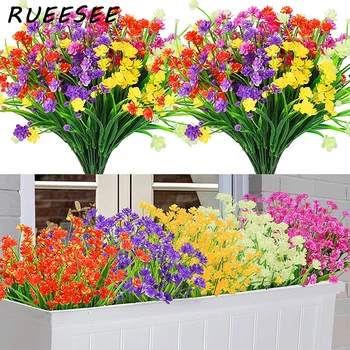 Umetno Cvetje, Rastline na Prostem UV Odporne Grmovne Rastline za Obešanje Planter Doma Vrt Verandi Okno Poroka dekoracija