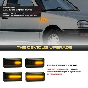 2Pcs Dinamično Amber LED Strani Oznako Vključite Signal Zaporedno Blinker Luči Za VW Golf 3 MK3 Vento Seat Ibiza 2 MK2 Kordobi