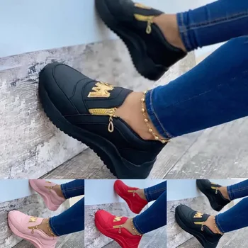 2021 Ženske Podplat Superge Barva Platforma Čevlji Debelo Dno Zadrgo Ženske Mehke Čevlje, Superge Zapatos De Mujer
