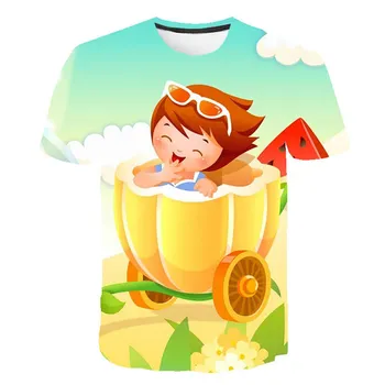 3D-tiskani otroška majica poletje kratek sleeve majica 3D-tiskani risank srčkan in smešno vzorci fantje in dekleta T-shi