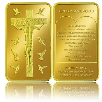 Festival Sovenir Darila 24k pozlačeni Gold Bar 999.9 Zlato Folije Kovinske Palice Jezus Spominski Art Okras Vredno Zbirko
