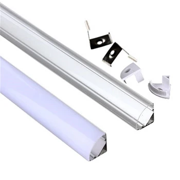 LED aluminija kanal 0,5 m 12 mm, V/U-shaped 45 stopinj， uporablja za 5050 5630 3528 LED trakovi, mlečno bela/prozoren pokrov