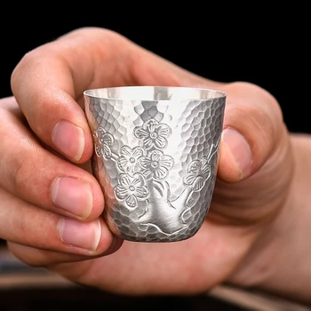Gospodinjski sterling silver vino pokal, srebrno skodelico čaja, 999 sterling srebro Kung Fu čaj nastavite srebrni pokal, ročno silver vino set