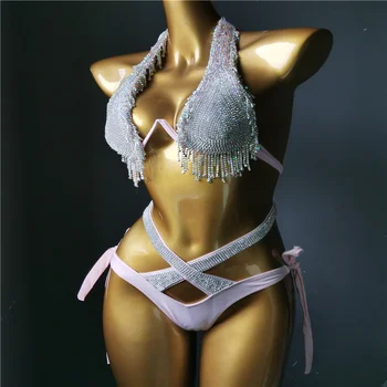 2021 venera počitnice diamond rese seksi kopalke bikini komplet bling kamni nosorogovo kopalke ženske plažo