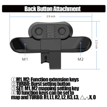 Razširjene Gamepad Gumb Nazaj Prilogo Palčko Zadaj Gumb S Turbo Tipka Adapter Za PS4 Krmilnik za Igre Pribor T84C
