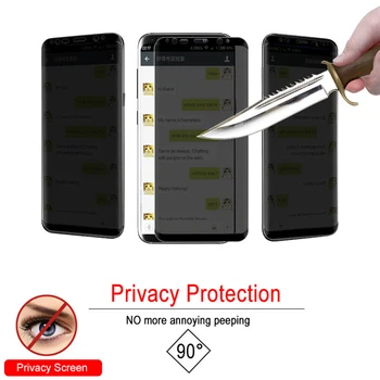 3D Polno Kritje Anti Glare, Kaljeno Steklo Screen Protector For Samsung Galaxy S8 S9 Plus Opomba 9 8 Anti-Spy Kaljenega Spredaj Film