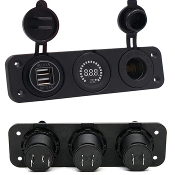 3 Luknjo Stikala Z Dvojno Vrata USB Avto Polnilec LED Voltmeter 12-24V Nepremočljiva Avto, Čoln, On-Off Stikalo Za Audi BMW